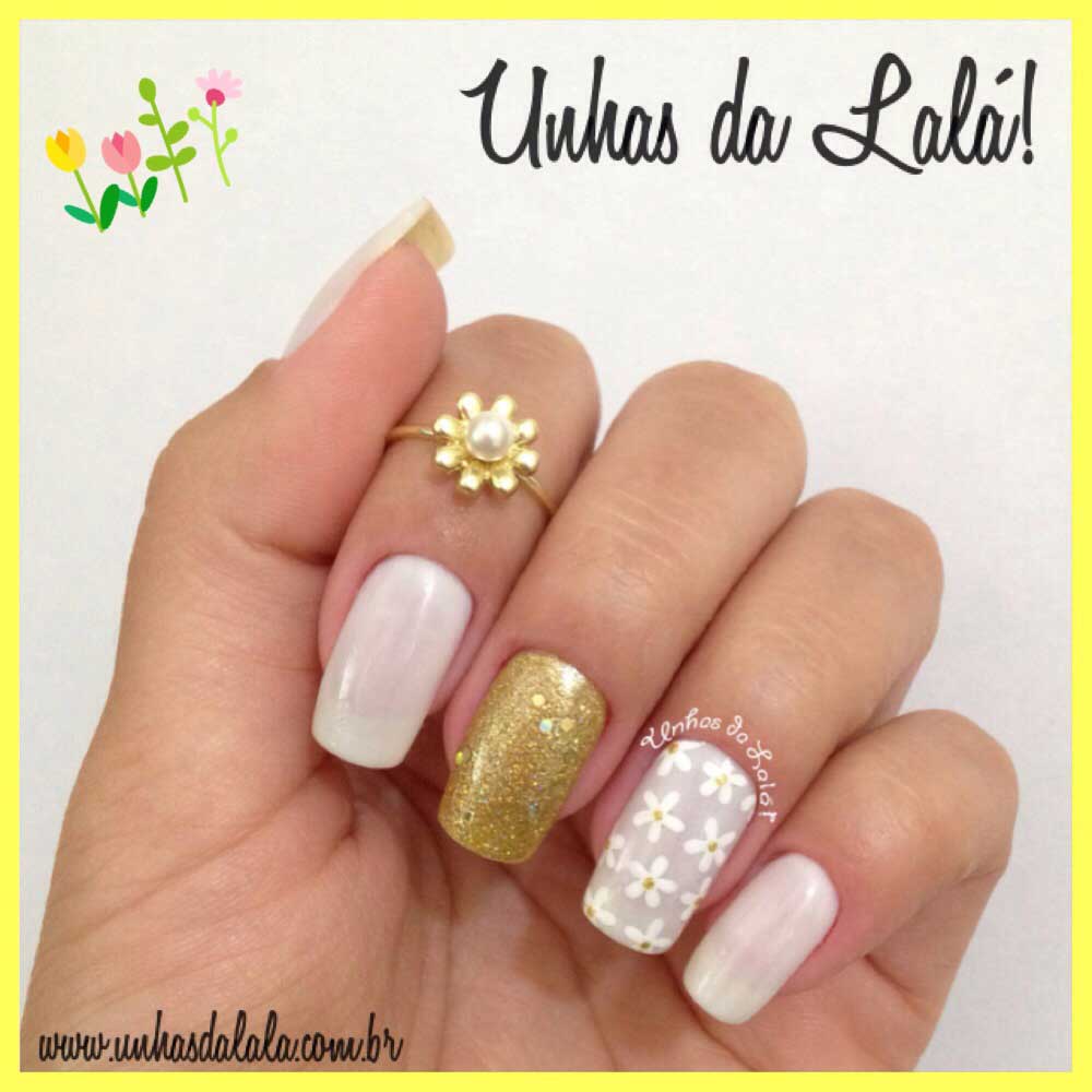 Unhas Decoradas Flores Brancas