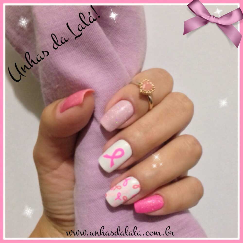 Unhas Decoradas Outubro Rosa