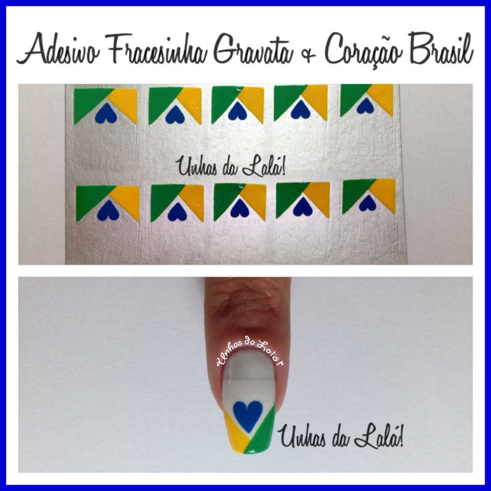 Unhas Decoradas Francesinha Gravata + Coração Brasil