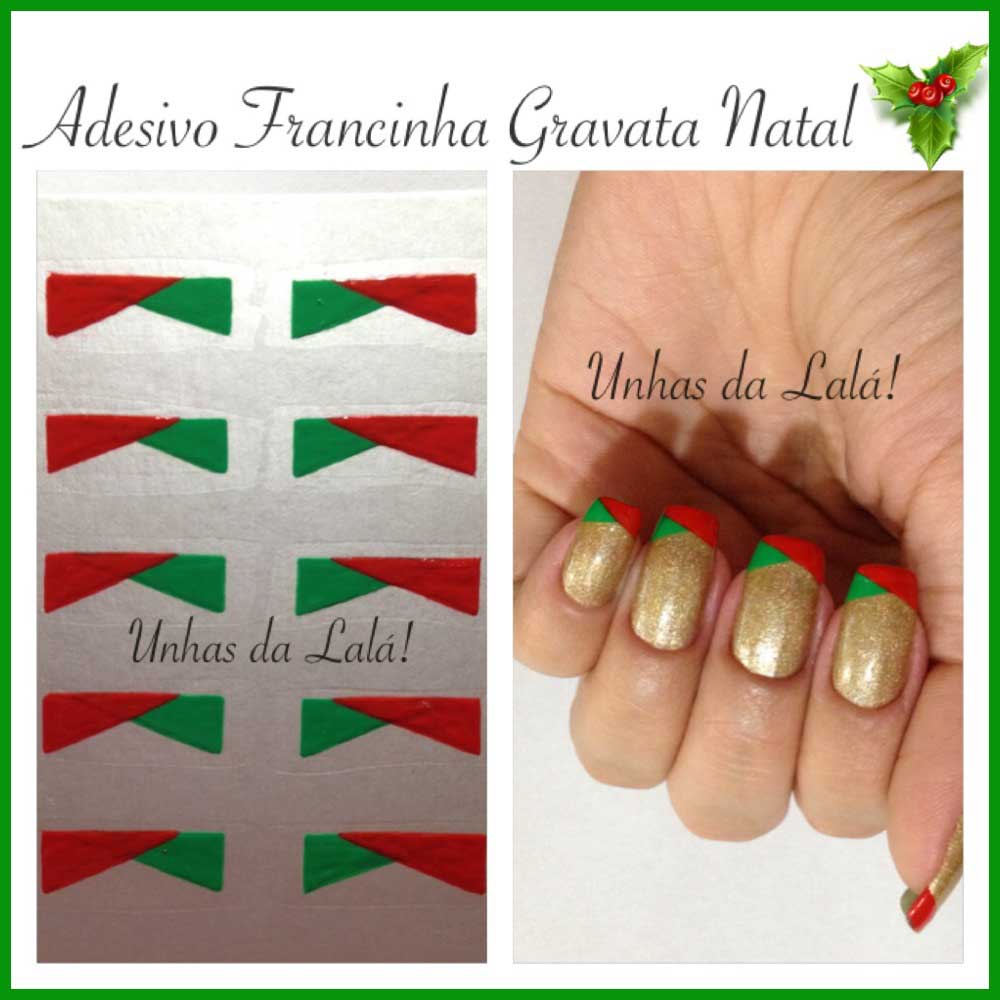 Unhas Decoradas Francesinha Gravata Natal