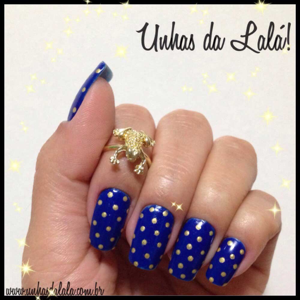 Unhas Decoradas Poá Dourado