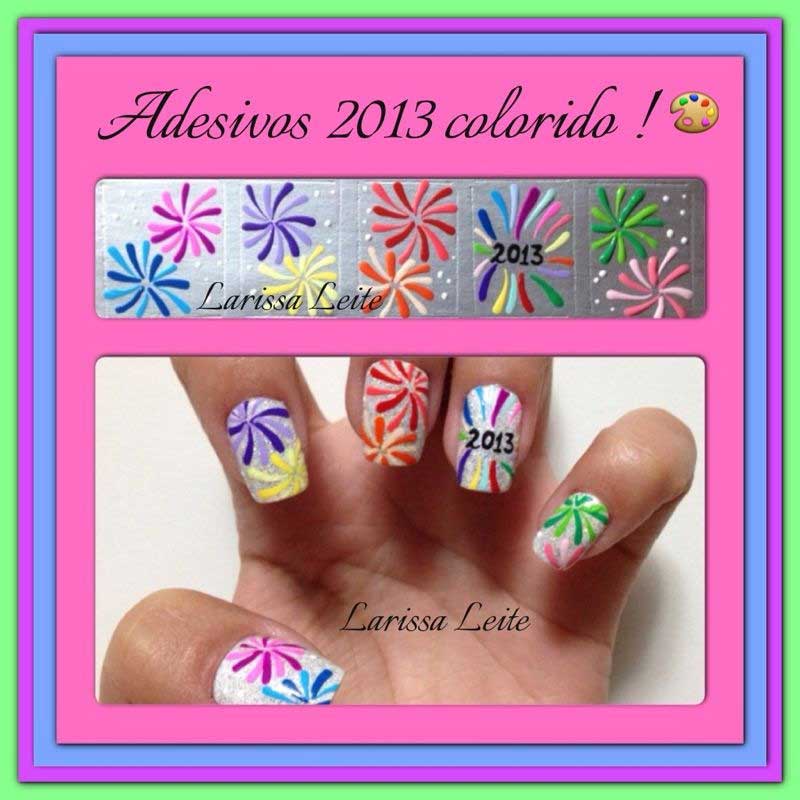 unhas decoradas ano novo colorido 2013