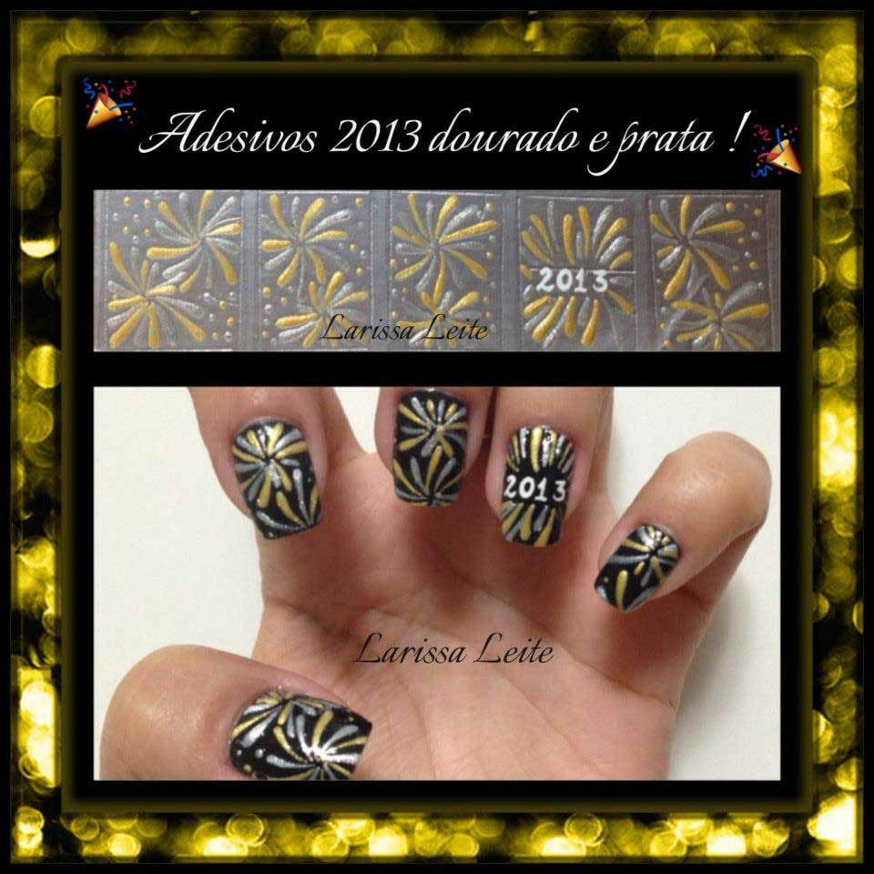 Unhas Decoradas Ano Novo Dourado e Prata 2013