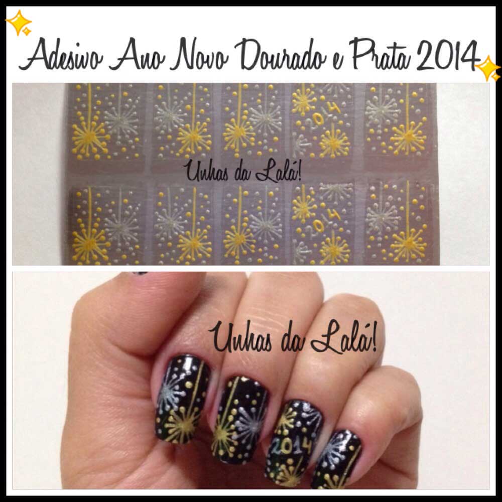 Unhas Decoradas Ano Novo Dourado e Prata 2014