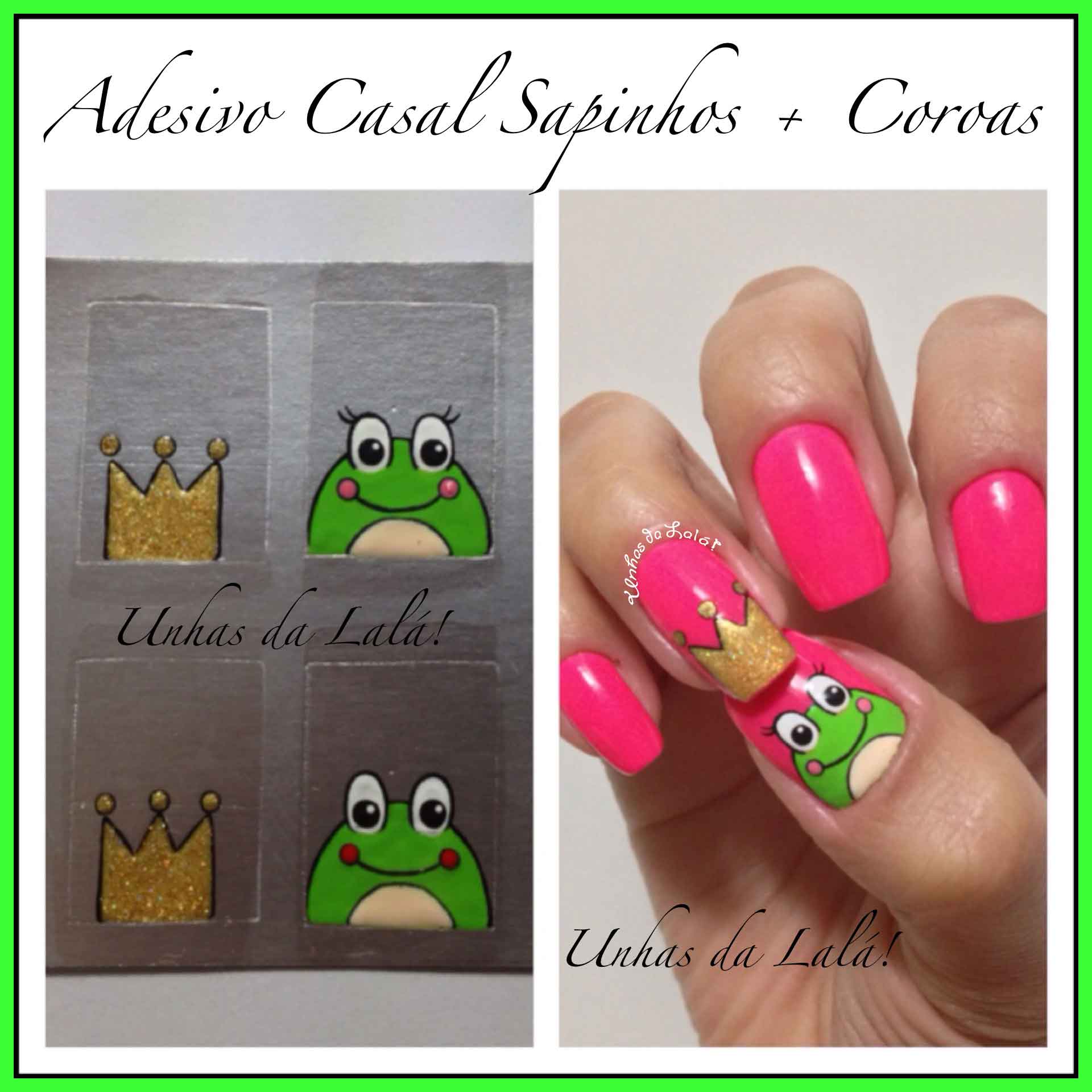 Unhas Decoradas Casal Sapinhos + Coroas