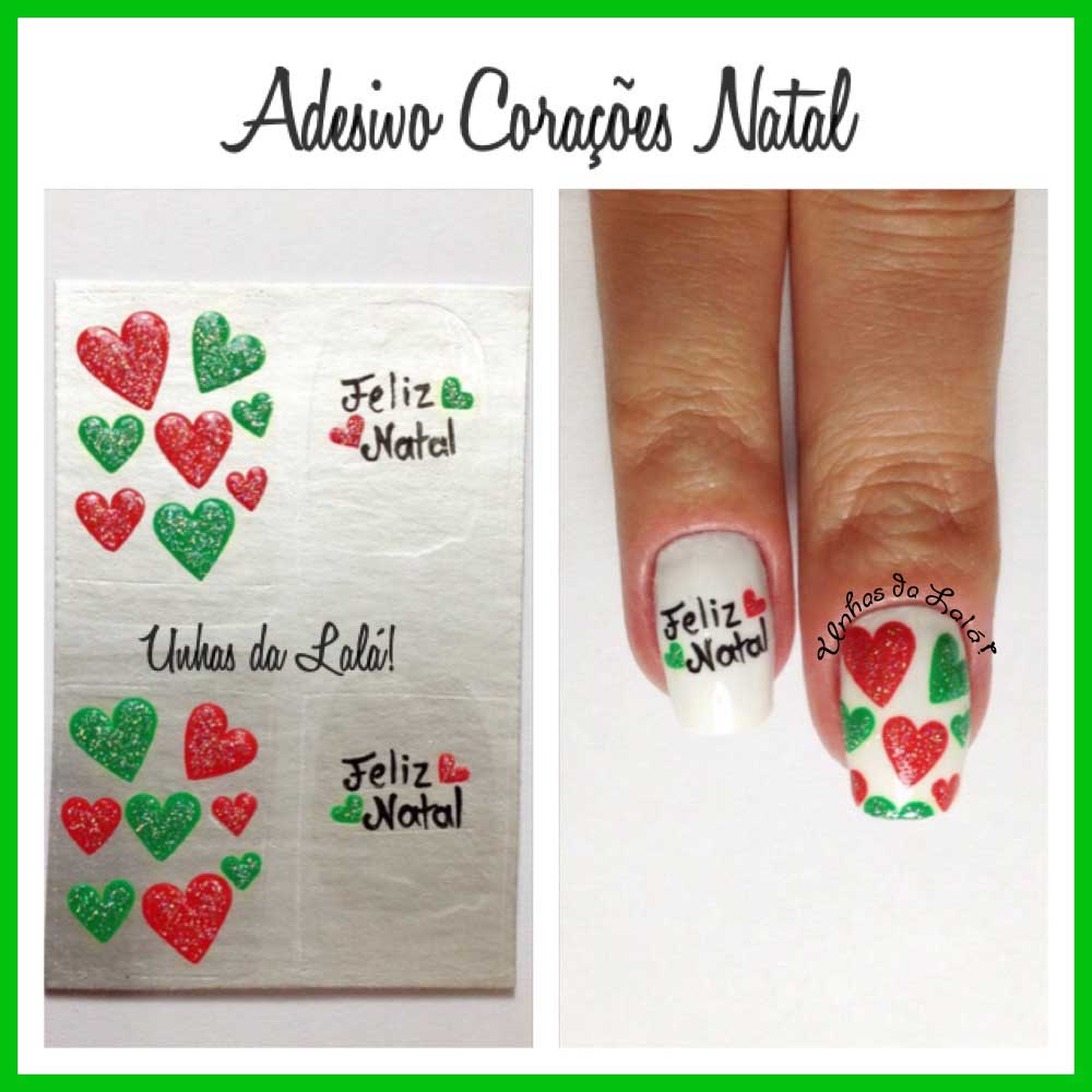 Unhas Decoradas Corações Natal