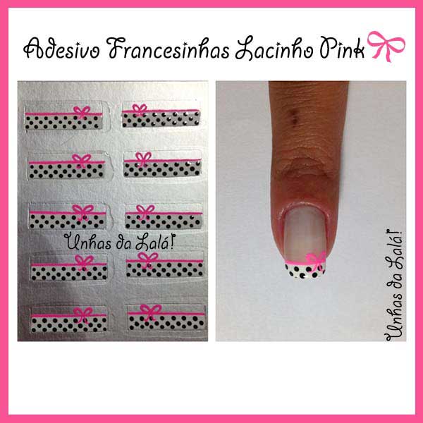 Unhas Decoradas Francesinhas Lacinho Pink