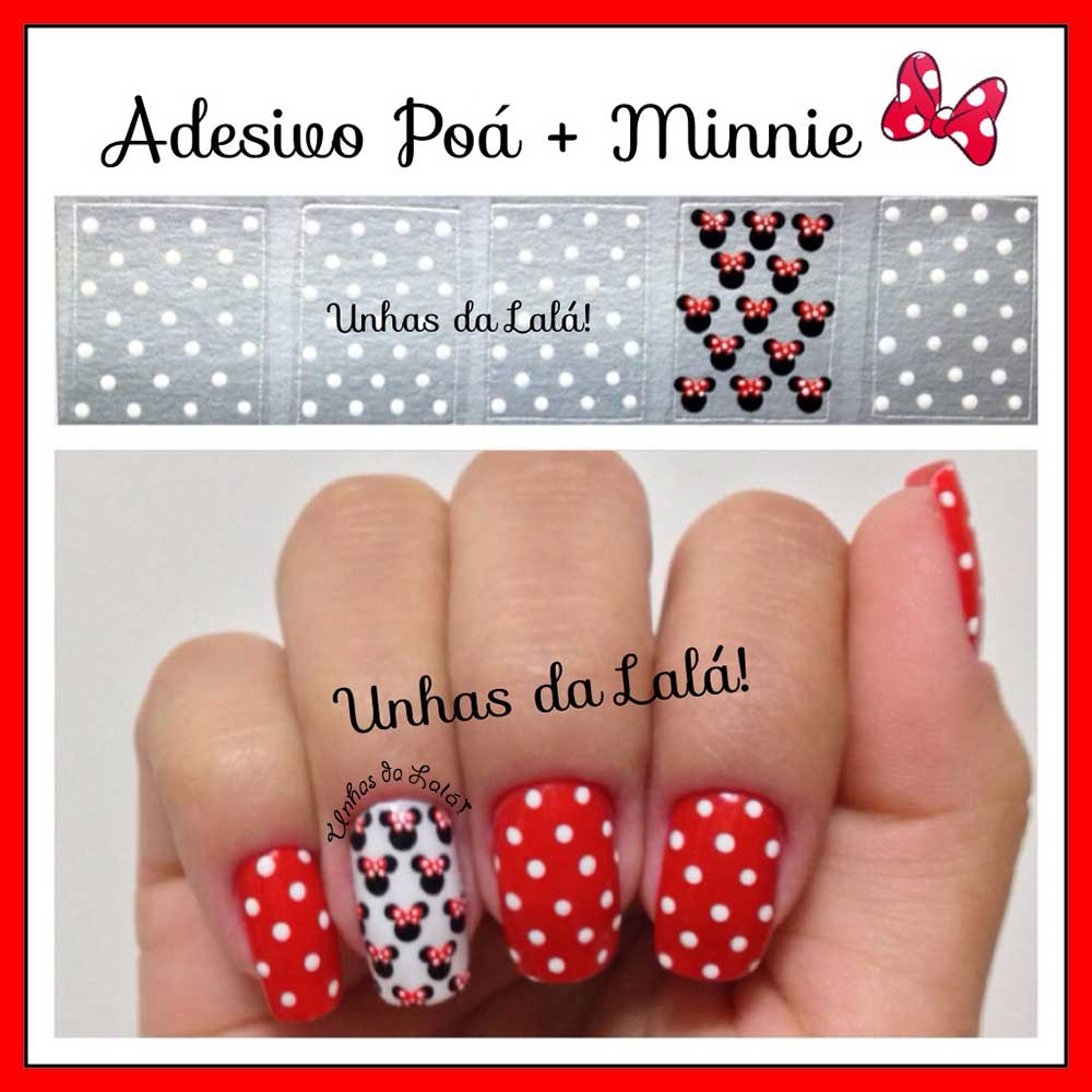 Unhas Decoradas Poá + Minnie