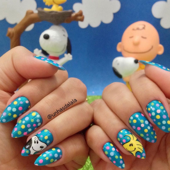 Unhas Decoradas Snoopy e Woodstock