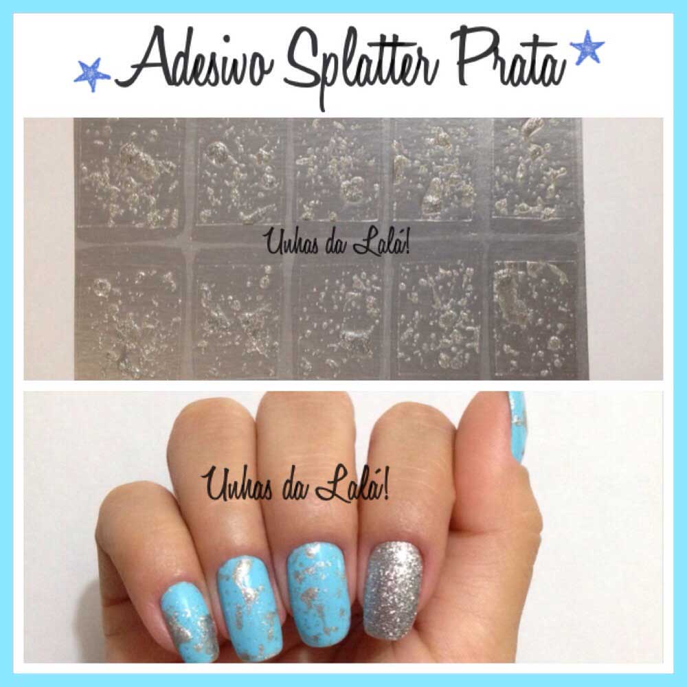 Unhas Decoradas Splatter Prata