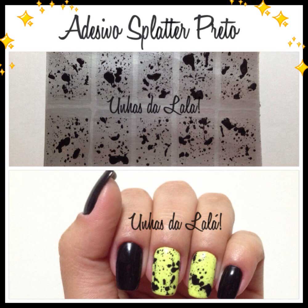 Unhas Decoradas Splatter Preto