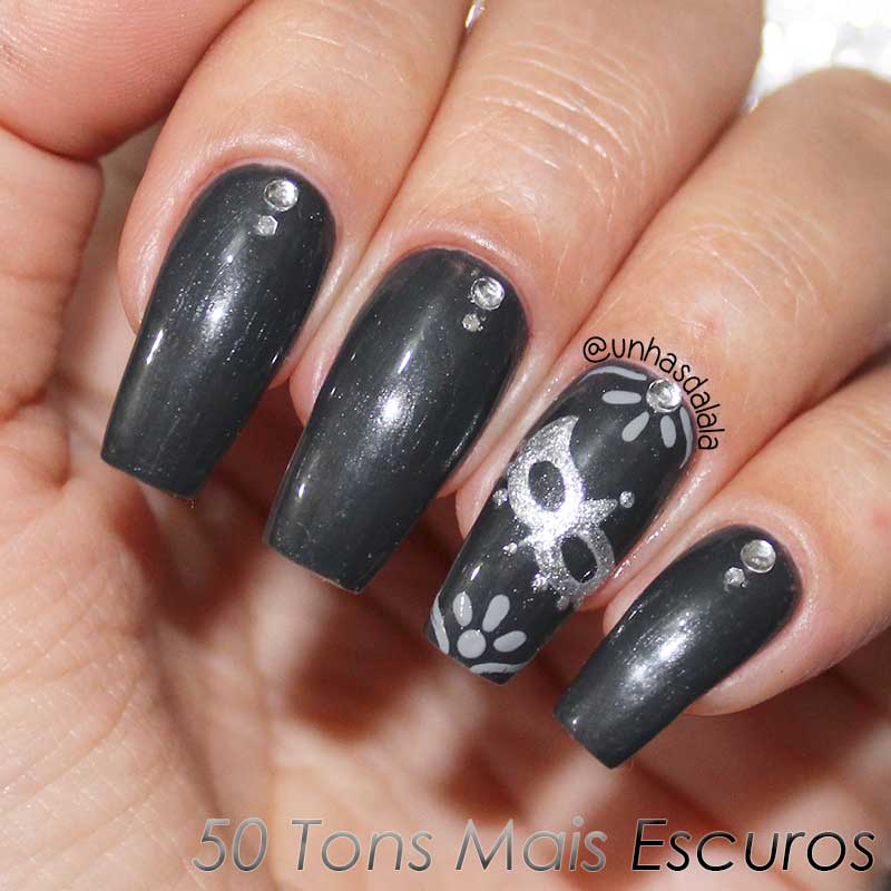 Unhas Decoradas Cinquenta Tons Mais Escuros