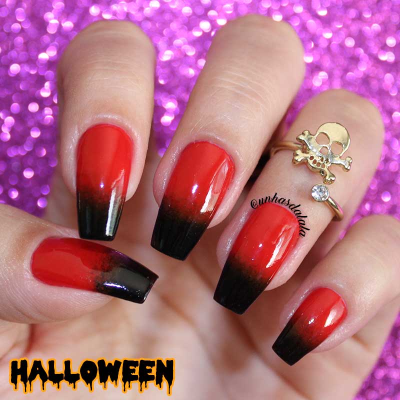 Unhas Decoradas Degradê Halloween