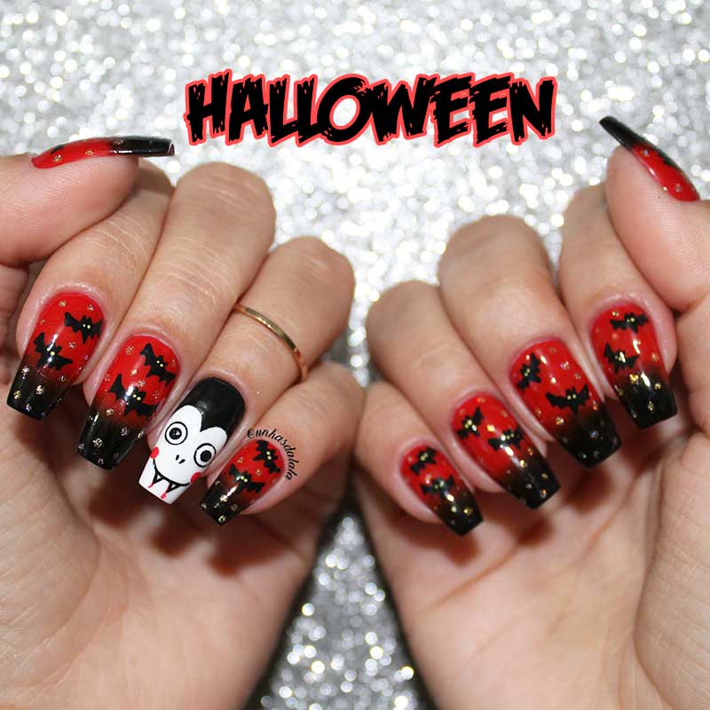 Unhas Decoradas Halloween - Drácula