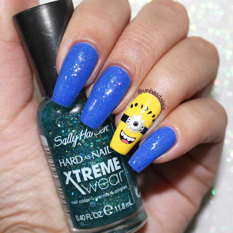 Unhas Decoradas Minions, Dia das Crianças, unhas amarela, unhas azul, aul, amarelo, minions, unhas decoradas, glitter