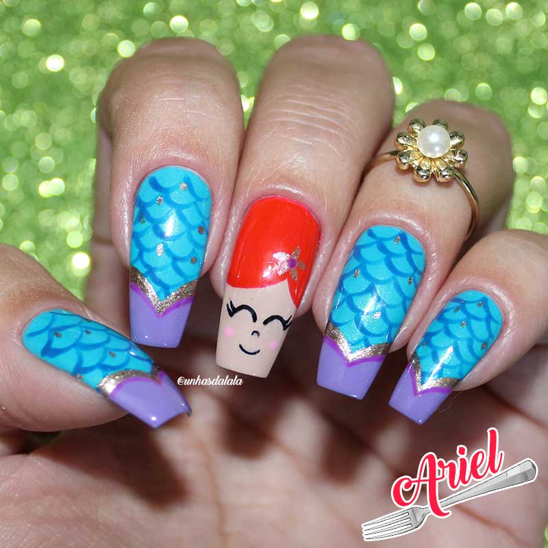 Unhas Decoradas Ariel - A Pequena Sereia