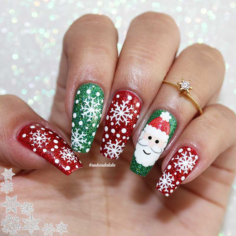 Unhas Decoradas Natal - Papai Noel