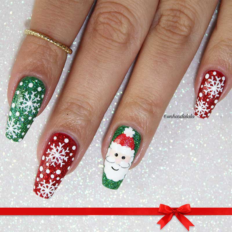 Unhas Decoradas Natal - Papai Noel