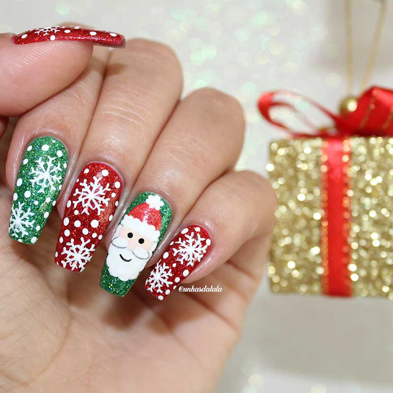 Unhas Decoradas Natal - Papai Noel