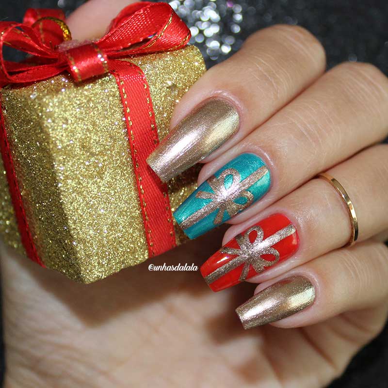 Unhas Decoradas Natal - Presentinhos