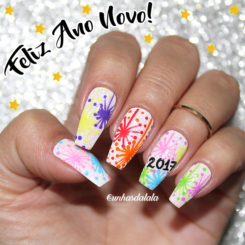 Unhas Decoradas para o Ano Novo - Explosão de Cores