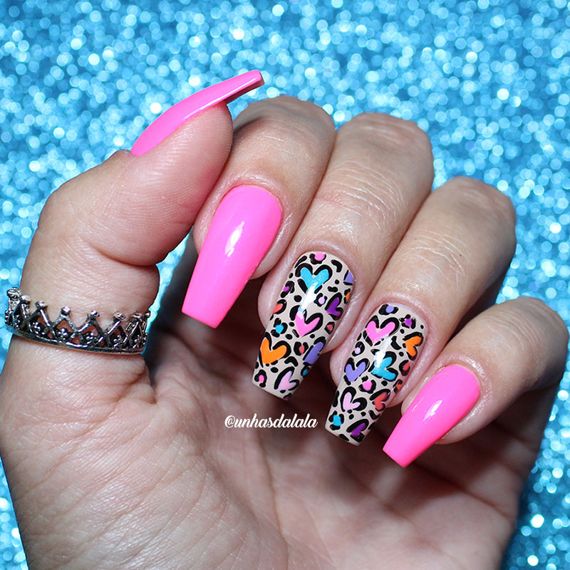 Unhas Decoradas Oncinha Coração