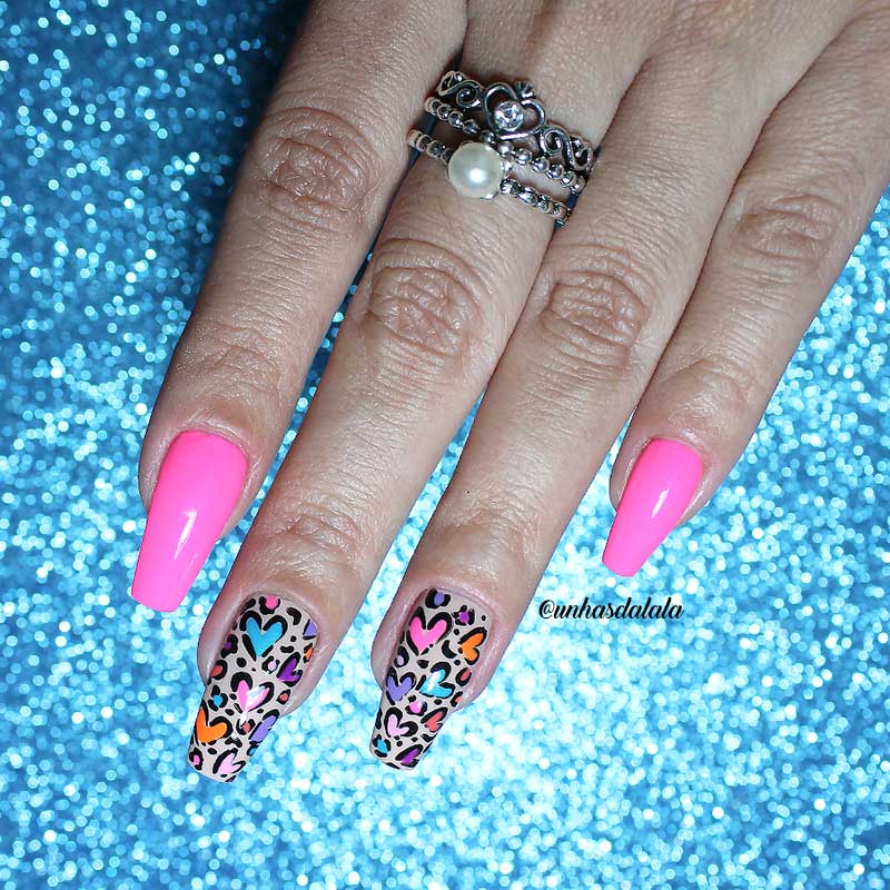 Unhas Decoradas Oncinha Coração