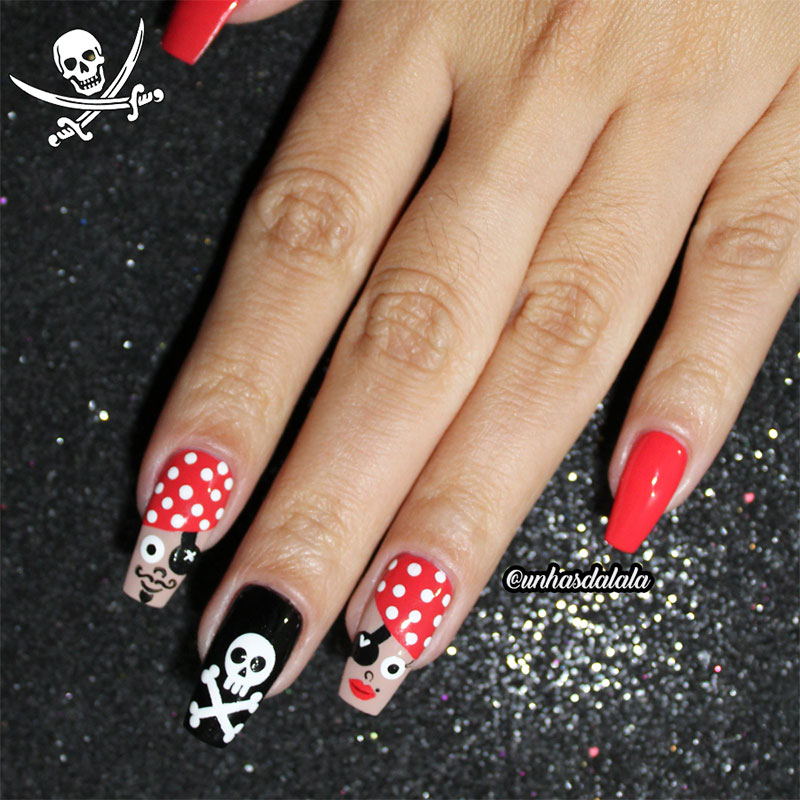 Unhas Decoradas Para o Carnaval - Pirata