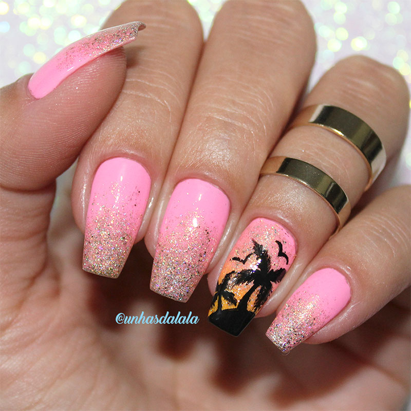 Unhas Decoradas Para O Verão - Coqueiro