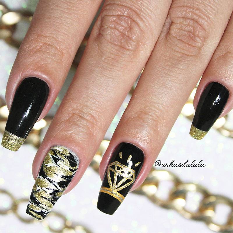 Unhas Decoradas Anel de Diamante Ostentação