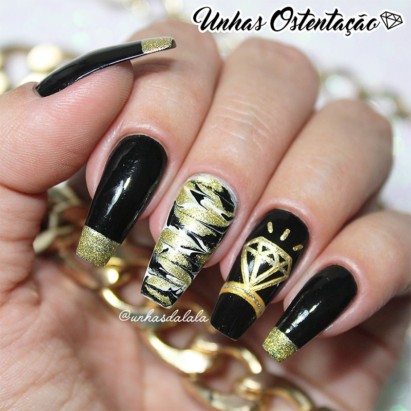 Unhas Decoradas Anel de Diamante Ostentação