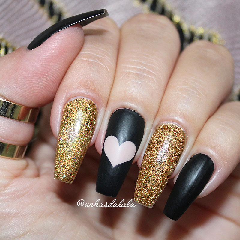 Unhas Decoradas Coração Glamour