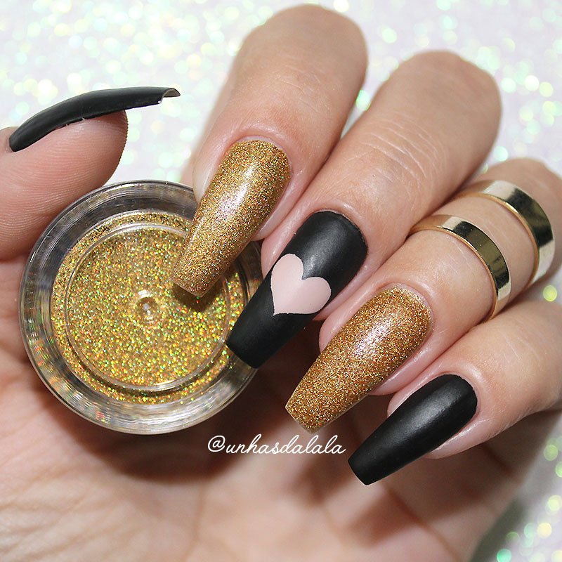 Unhas Decoradas Coração Glamour