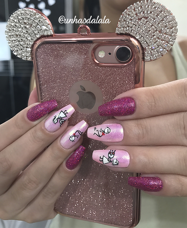 Unhas Decoradas para o Dia dos Namorados, dia dos namorados, unha rosa, unhas pink, rosa, pink, namorados, unhas glitter, glitter