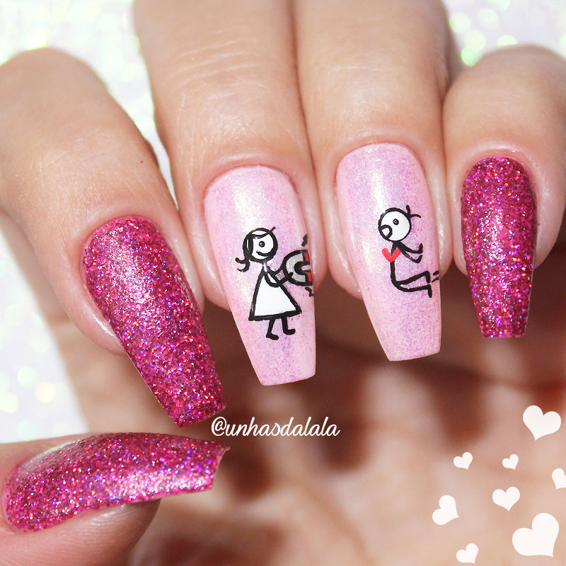 Unhas Decoradas para o Dia dos Namorados, dia dos namorados, unha rosa, unhas pink, rosa, pink, namorados, unhas glitter, glitter