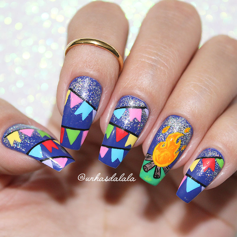 Unhas Decoradas para Festa Junina - Fogueira de São João
