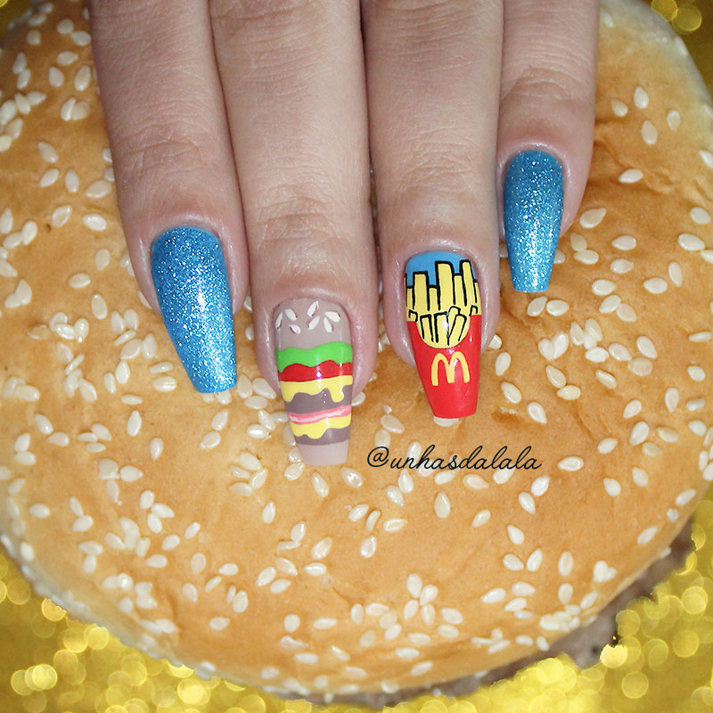 Unhas Decoradas McDonald's - Hambúrguer e Batata Frita