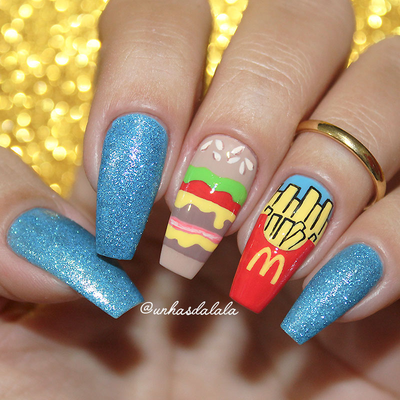 Unhas Decoradas McDonald's - Hambúrguer e Batata Frita