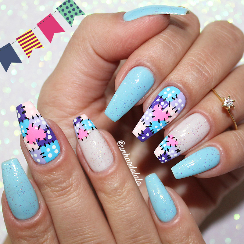 Unhas Decoradas para Festa Junina, Festa Junina, Unhas Festa Junina, unhas são joão, unhas retalhos coloridos, unhas para festa junina
