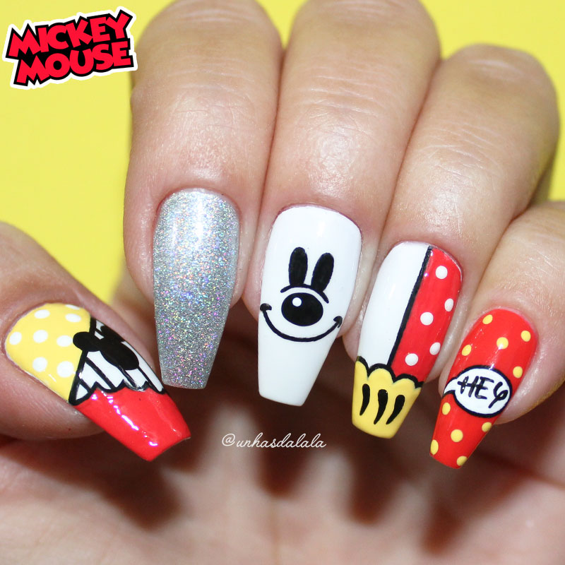 unhas decoradas mickey, unhas mickey, mickey, mickey mouse, mickey nail art, mickey nails