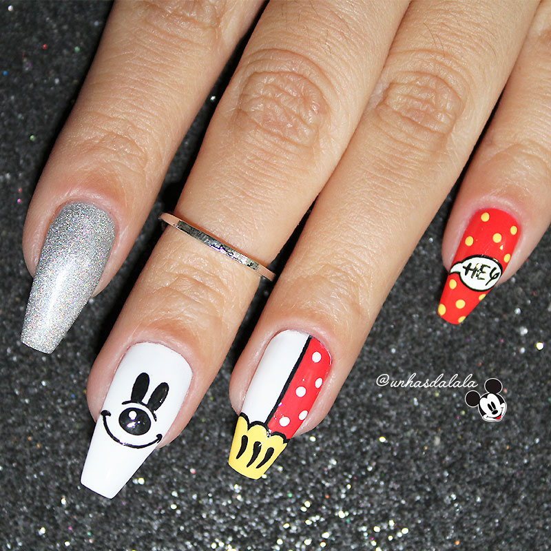 unhas decoradas mickey, unhas mickey, mickey, mickey mouse, mickey nail art, mickey nails