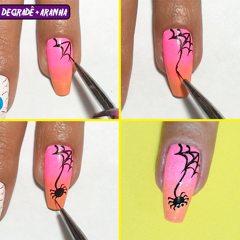 5 unhas fáceis para o halloween, unhas fáceis para o halloween, halloween, unhas halloween, halloween nails, unhas aranha halloween