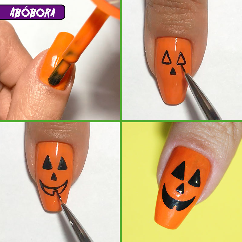 5 unhas fáceis para o halloween, unhas fáceis para o halloween, halloween, unhas halloween, halloween nails, unhas abóbora halloween