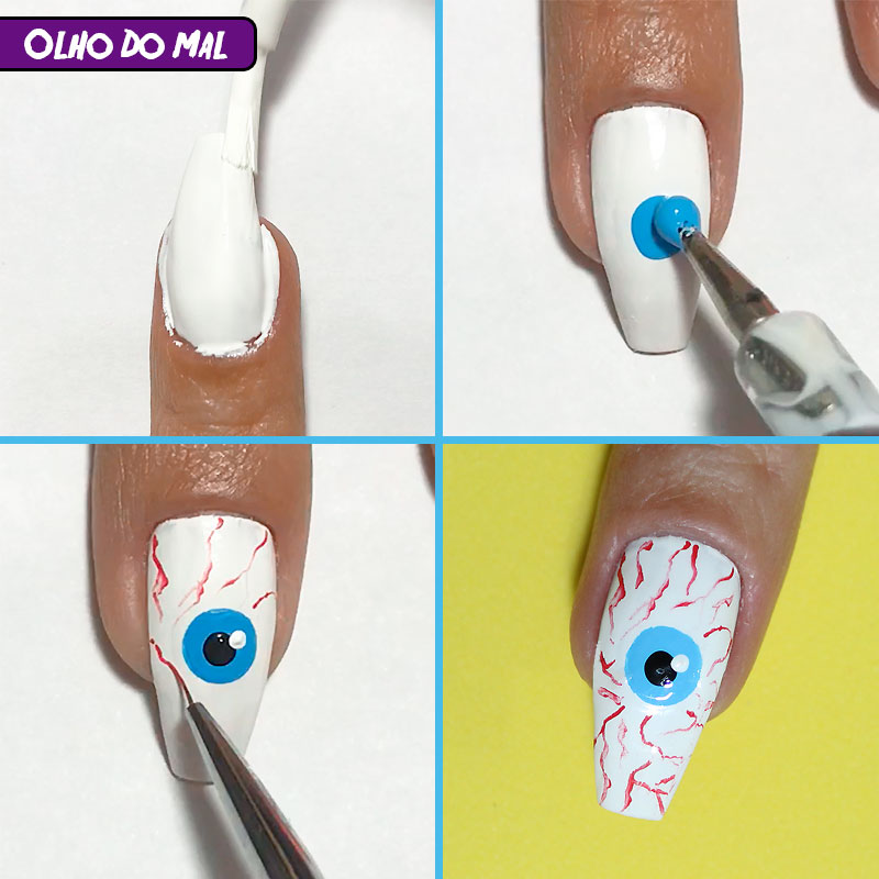 5 unhas fáceis para o halloween, unhas fáceis para o halloween, halloween, unhas halloween, halloween nails, unhas olho halloween