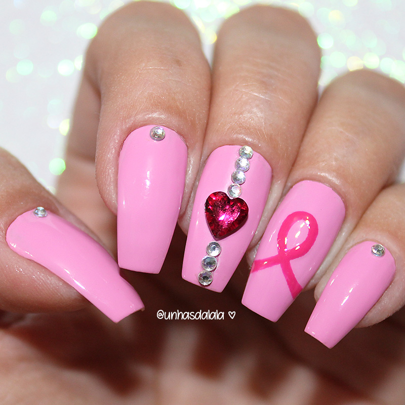 unhas decoradas outubro rosa