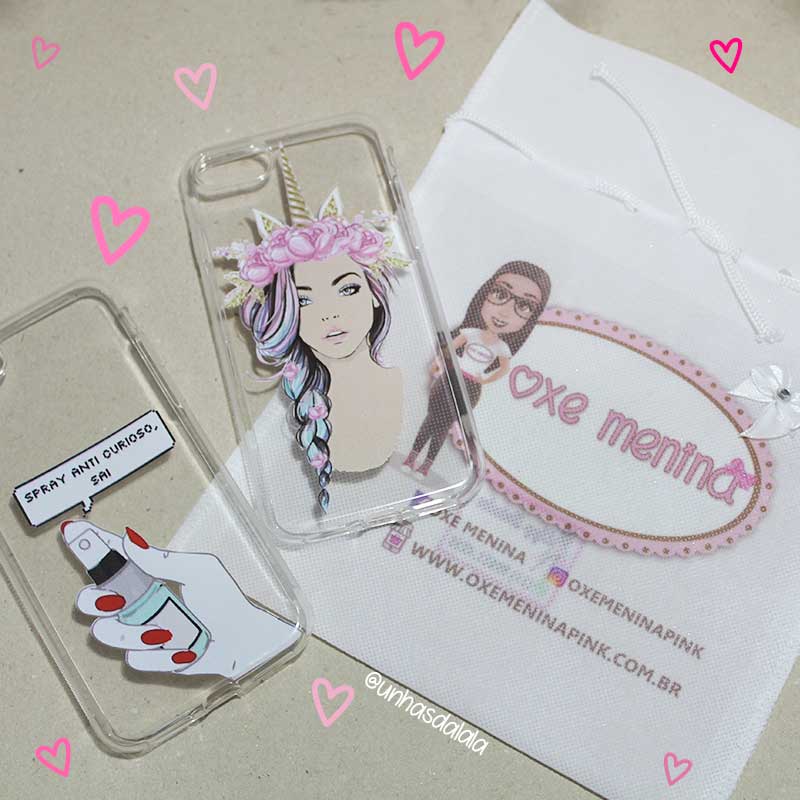 Capinhas Para Celular Oxe Menina Pink Recebidos, loja virtual oxe menina pink, oxe menina pink, capinhas para celular, capinha para celular unicórnio, capinha para celular spray sai curioso, larissa leite, recebidos