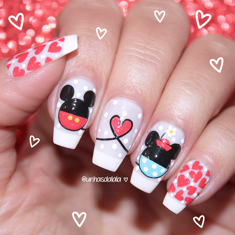 unhas dia dos namorados mickey e minnie, unhas decoradas mickey e minnie, unhas mickey, unhas minnie, mickey, minnie, mickey nails, minnie nails, mickey nail art, minnie nail art, dia dos namorados, unhas dia dos namorados, mickey e minnie, unhas da lala, larissa leite