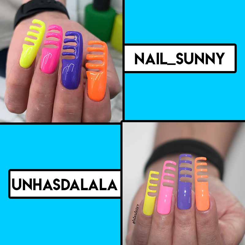 weird nails, unhas do instagram, desafio unhas do instagram, unhas instagram, freak nails, pente cabelo, nail sunny, unhas da lala, larissa leite, youtube unhas da lala, youtube larissa leite, unhas enormes, unhas grandes, unhas ballerina, esmalte neon, esmalte fluorescente, esmalte rosa, esmalte laranja, esmalte amarelo, esmalte violeta, unhas de pente, unhas esquisitas, unhas estranhas