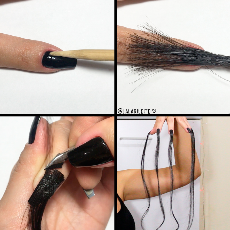 desafio unhas do instagram cabelo, desafio unhas, nail sunny, desafio lala, desafio unhas da lala, desafio larissa leite, unhas com cabelo, unha com cabelo, unha de cabelo, desafio unha com cabelo, unhas gringas, unhas estranhas, cabelo, esmalte preto, weird nails, hair nails