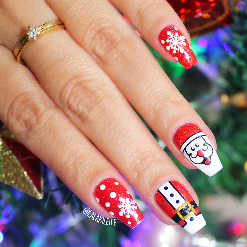 unhas decoradas papi noel, papai noel, unhas decoradas natal, natal, natal 2018, unhas papai noel 2018, unhas papai noel, christmas nails, christmas, papai noel, unhas, nails, larissa leite, unhas da lala, lala, blog unhas da lala, blog